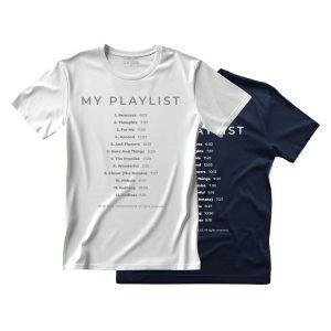 Playlist T-Shirt | White, Navy Blue
