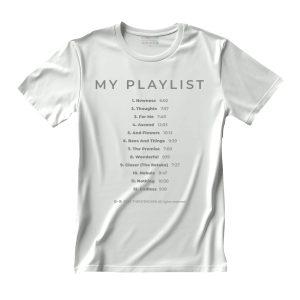 Playlist T-Shirt | White, Navy Blue